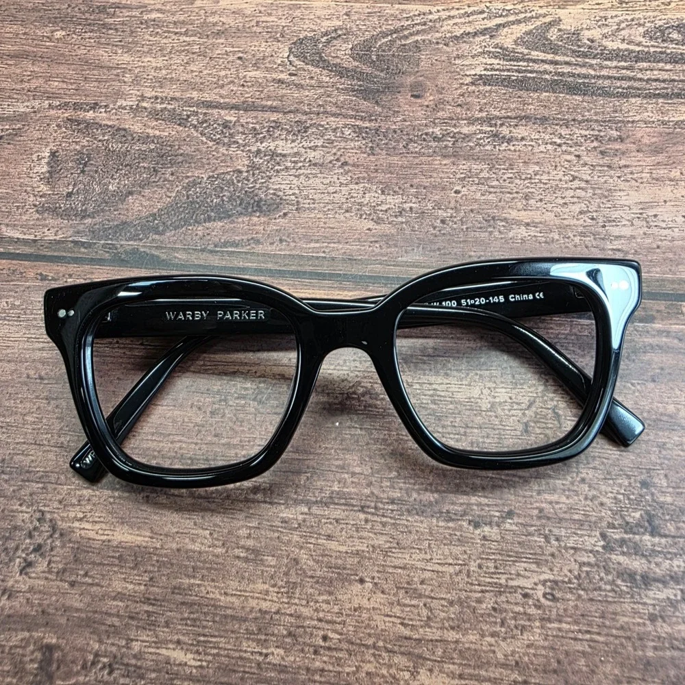Warby Parker Beale W 100 Eyeglasses Jet Black 51-20-145 Square Acetate Frames